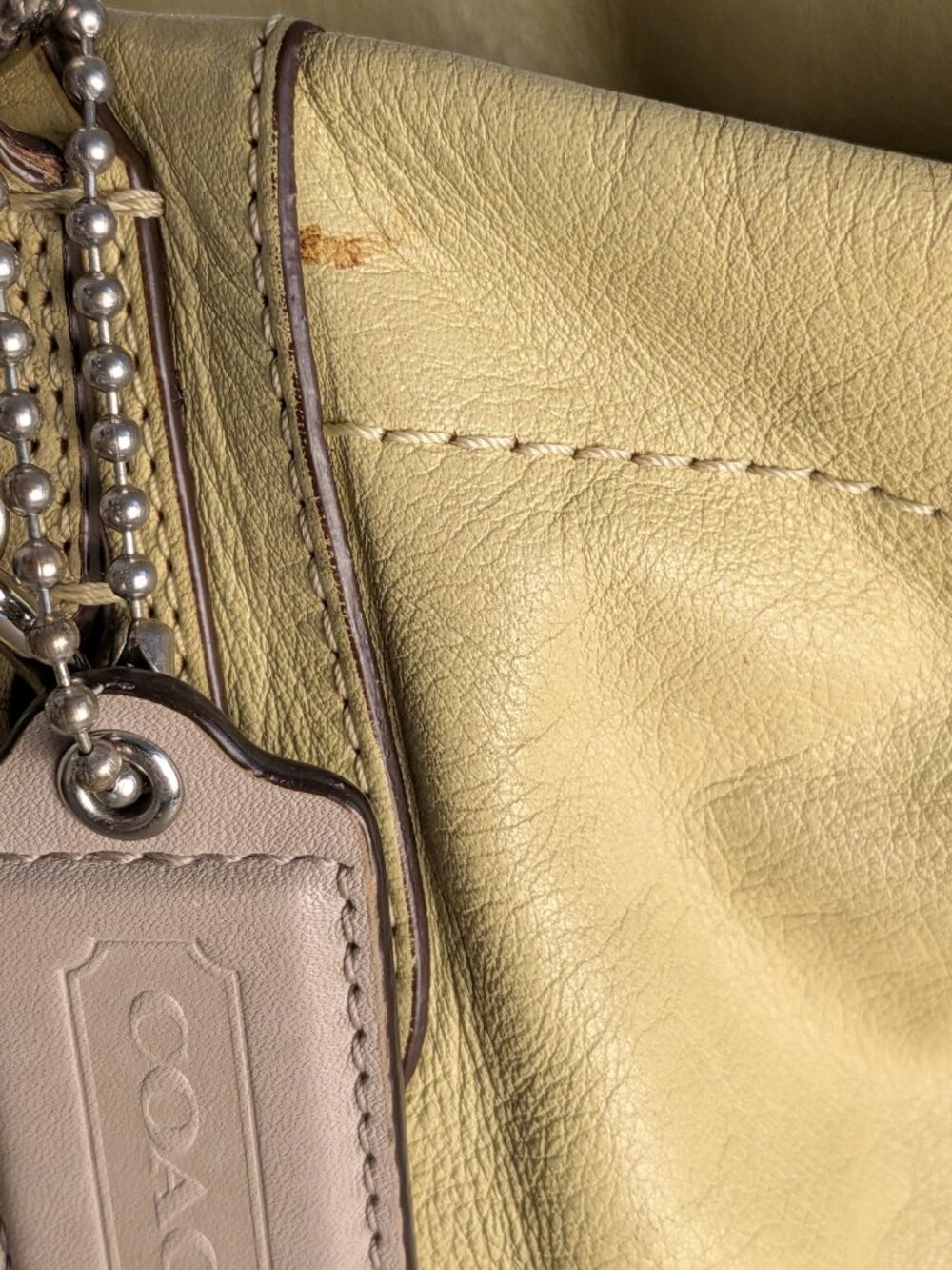 Women's Coach Ashley Carryall Purse Yellow Leather - Picture 5 of 15